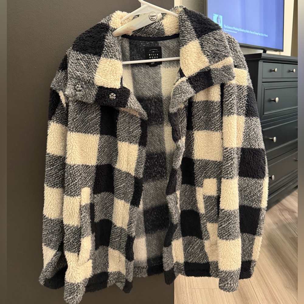 Billabong Gray and Cream Fleece Jacket